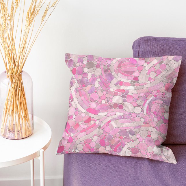 Pebbles Mosaic Art - Rose Blush Pink Throw Pillow (Creator Uploaded)