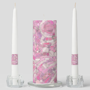 Pebbles Mosaic Art - Rose Blush Pink Unity Candle Set