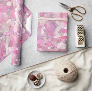 Pebbles Mosaic Art - Rose Blush Pink Wrapping Paper