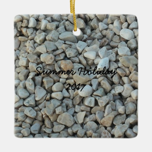 Pebbles on Beach Stone Photography Ceramic Ornament (Front)