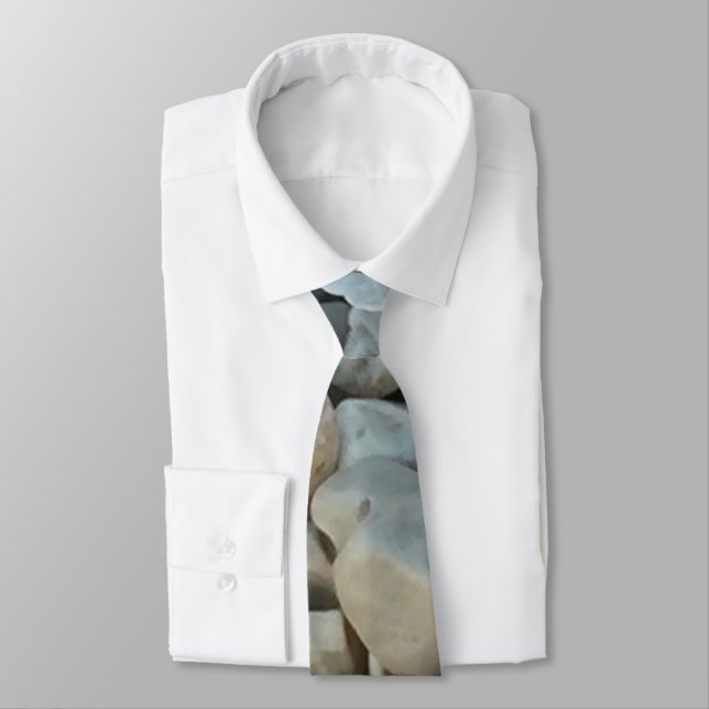 Pebbles on Beach Stone Photography Neck Tie (Tied)