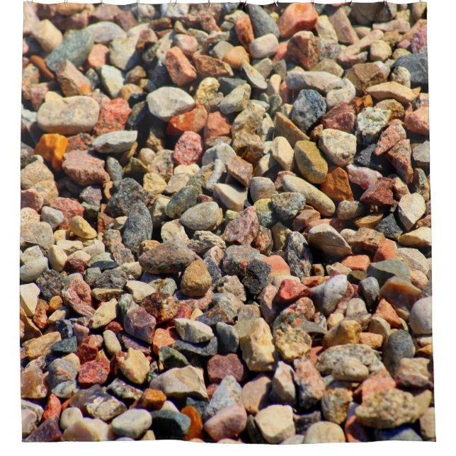 Pebbles rocks colorful texture shower curtain (Front)