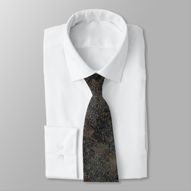 Pebbles Stones Rocks Dark Tone Neck Tie (Tied)