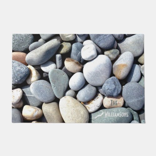 Pebbles Stylish Natural Personalized Family Doormat