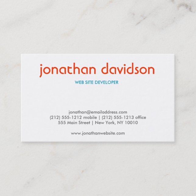 PEBBLES TYPOGRAPHIC (Horizontal) Business Card (Front)