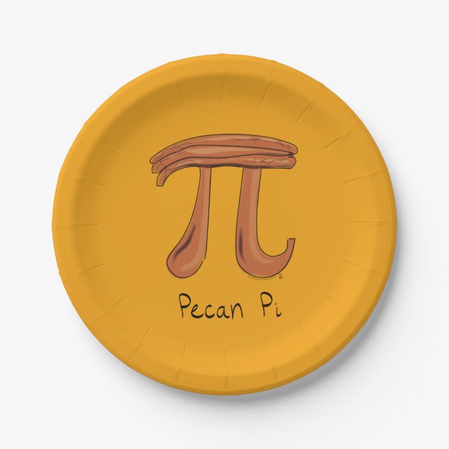 Pecan Pi Symbol Cute Math Teacher Gift Paper Plates (Front)