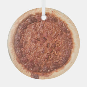 Pecan Pie Food Photo Christmas Glass Ornament