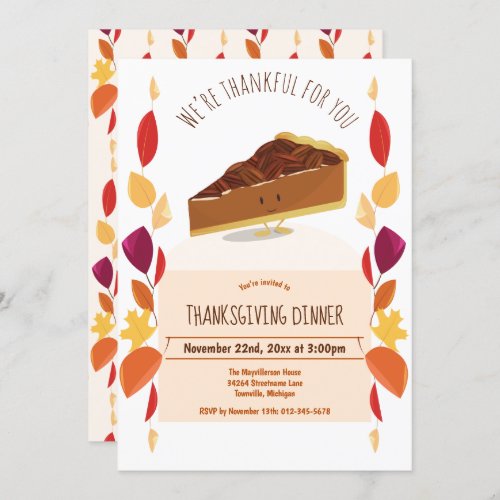 Pecan Pie Leaves Thanksgiving Invitation