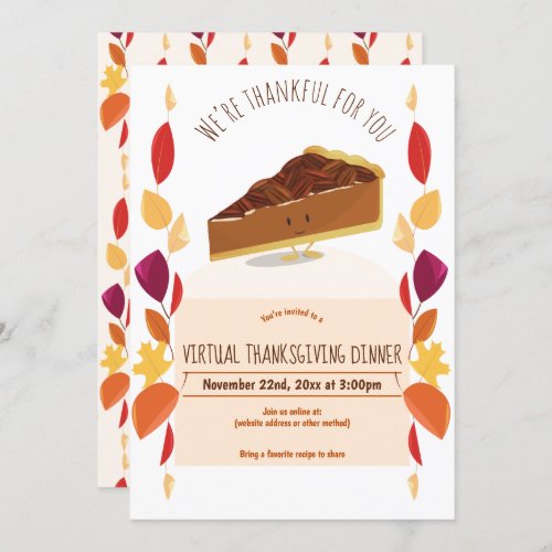 Pecan Pie Leaves Virtual Thanksgiving Dinner Invitation