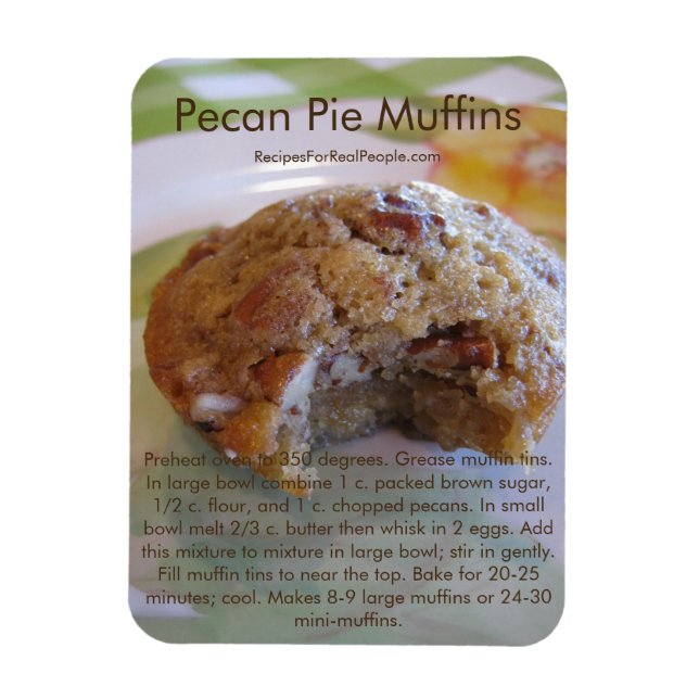 Pecan Pie Muffins Recipe on Refrigerator Magnet (Vertical)