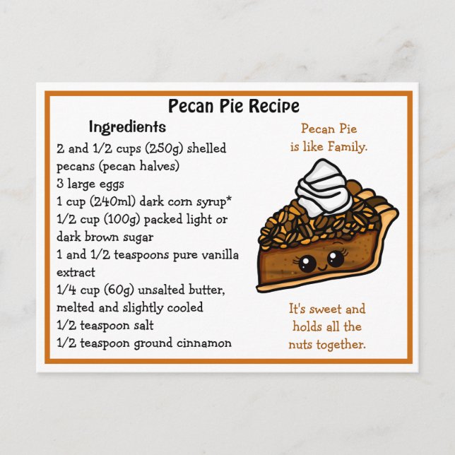 Pecan Pie Recipe Card (Front)
