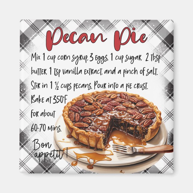 Pecan Pie recipe Magnet (Front)