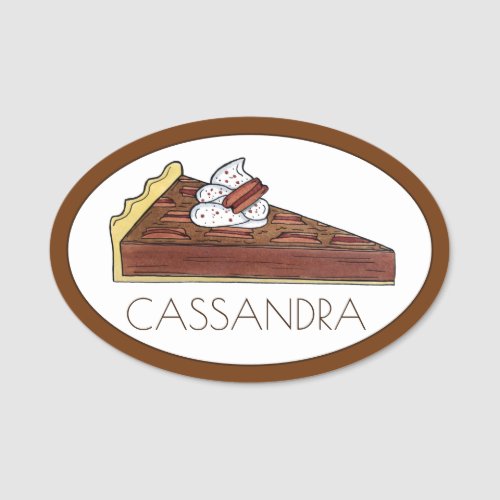 Pecan Pie Slice Southern Food Baking Dessert Chef Name Tag