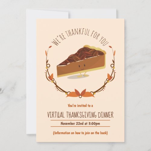 Pecan Pie Tan Brown Virtual Thanksgiving Dinner Invitation