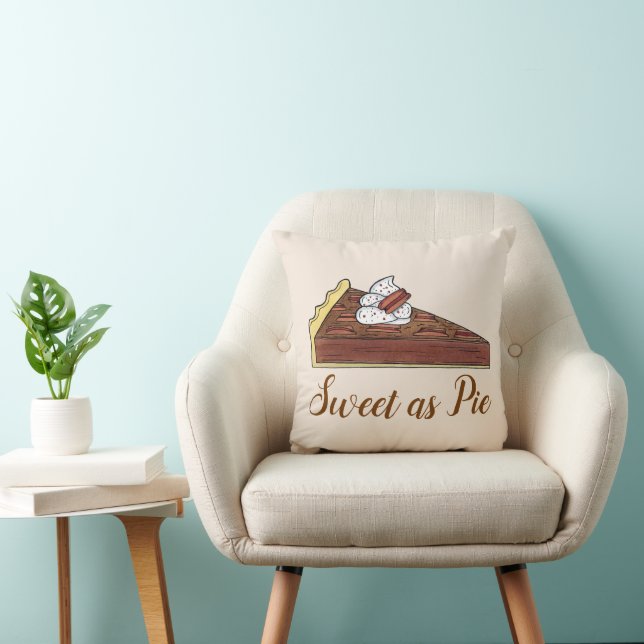 Pecan Pie Tart Southern Food Dessert Sweet as Pie Throw Pillow (Chair)