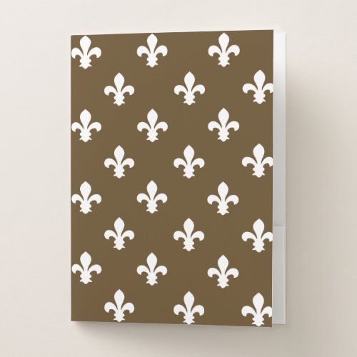 Pecan Southern Cottage Fleur de Lys Pocket Folder