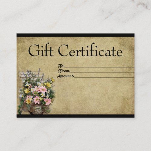 Peck Of Flowers_ Prim Gift Certificate Cards