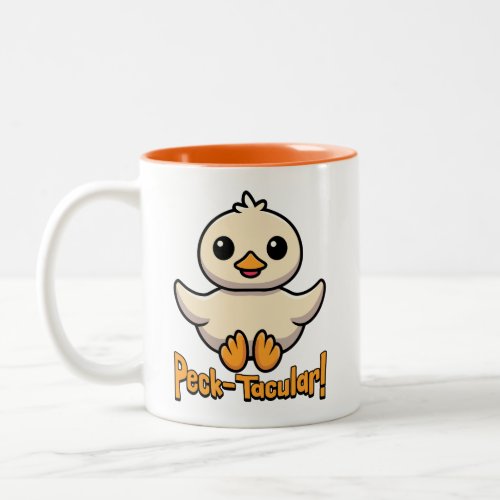 Peck Tacular Spectacular Cute Chicken Pun Cartoon Two_Tone Coffee Mug