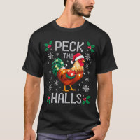 Peck The Halls Chicken Christmas Lights Snowflakes