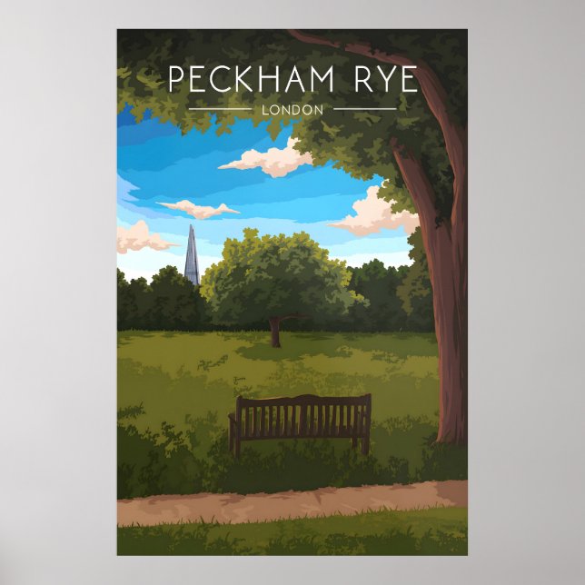 Peckham Rye Park London Travel Poster (Front)