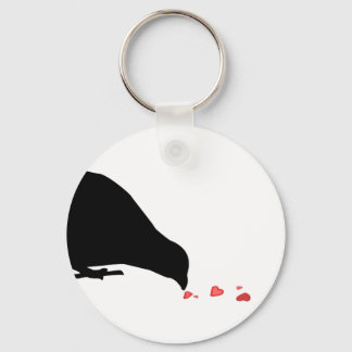 pecking order. blackbird & red hearts. keychain