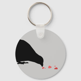 pecking order. blackbird & red hearts. keychain