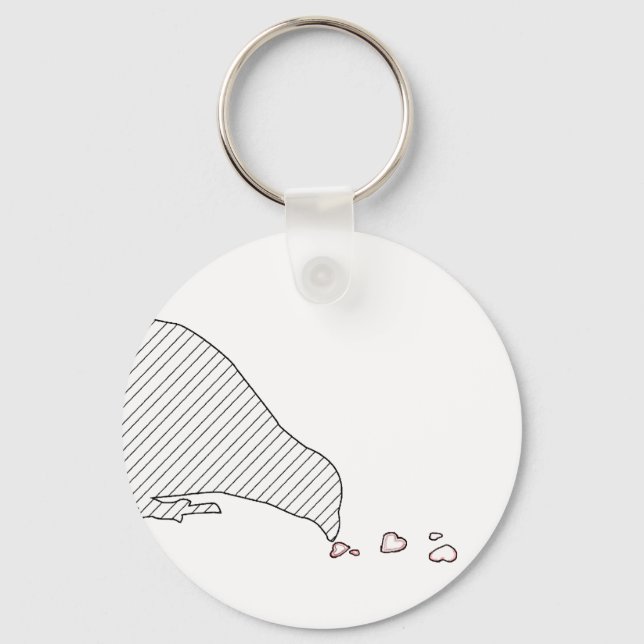 pecking order. blackbird & red hearts. keychain (Front)