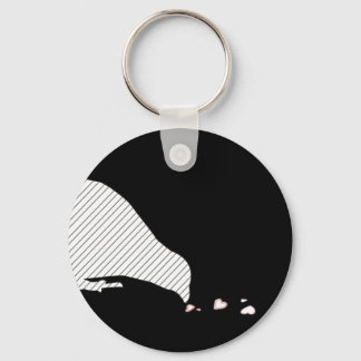 pecking order. blackbird & red hearts. keychain