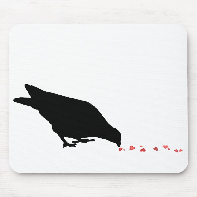 pecking order. blackbird & red hearts. mouse pad (Front)
