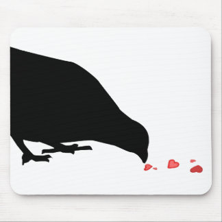 pecking order. blackbird & red hearts. mouse pad