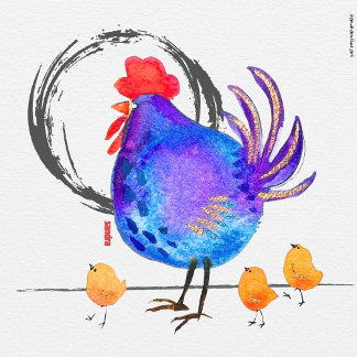 PECKING ORDER   watercolor chicken art cards