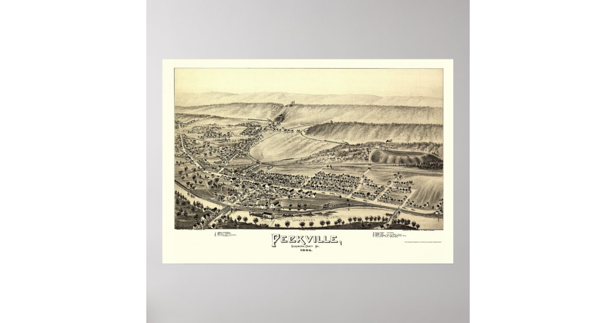 Peckville, PA Panoramic Map 1892 Poster Zazzle