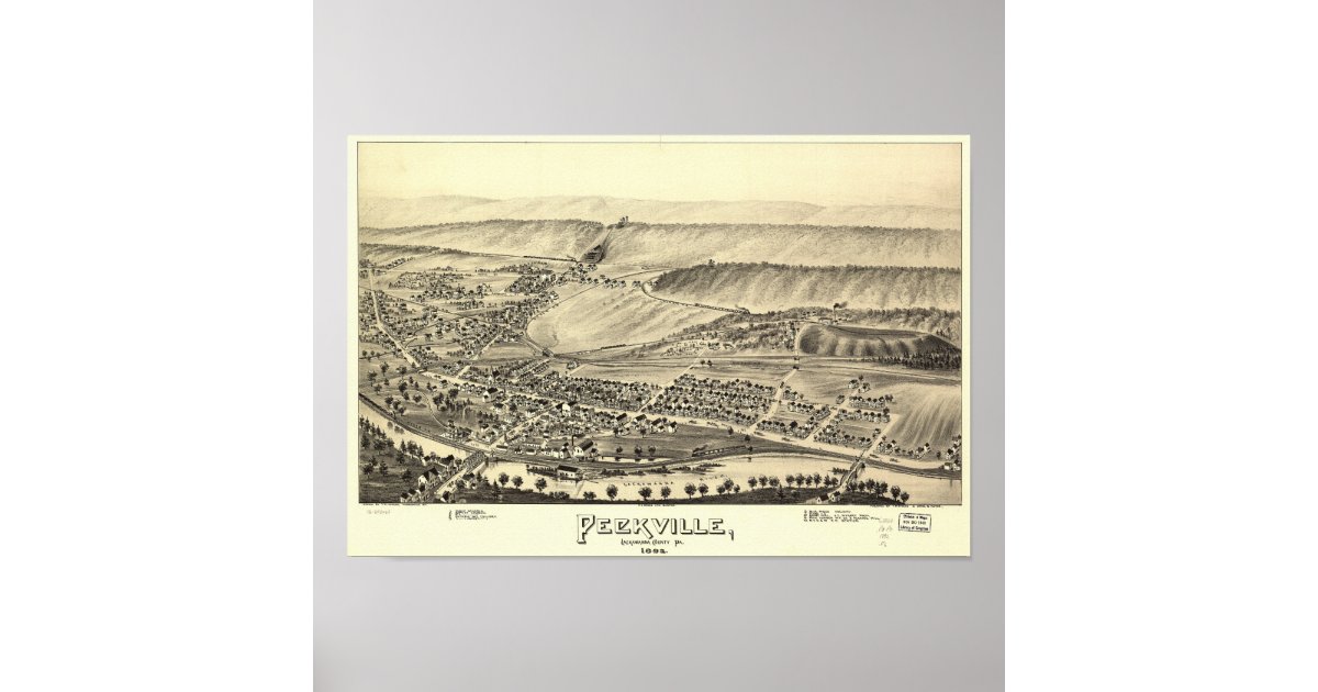 Peckville Pennsylvania 1892 Antique Panoramic Map Poster