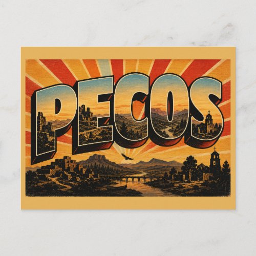 Pecos New Mexico Pueblo Ruins River Valley Art Postcard