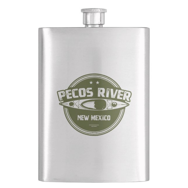 Pecos River New Mexico Kayaking Flask (Front)