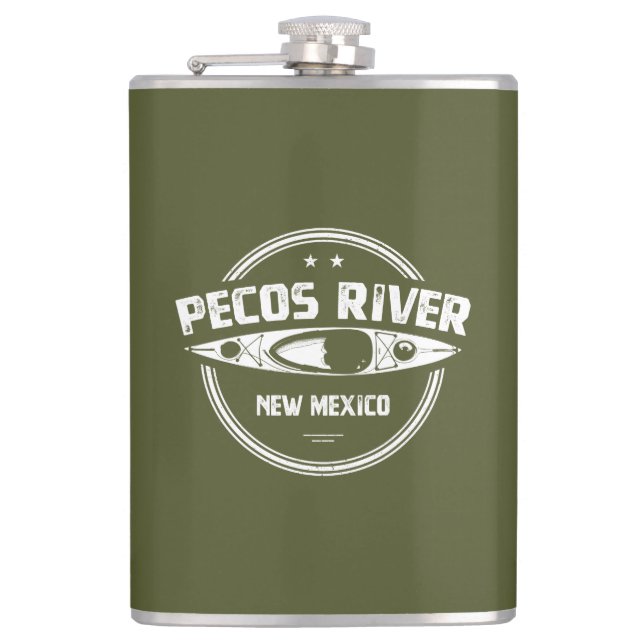 Pecos River New Mexico Kayaking Flask (Front)
