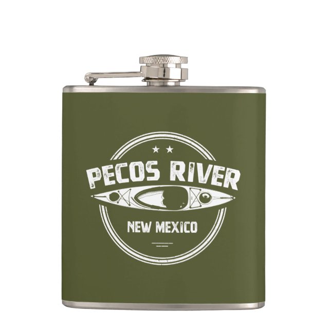 Pecos River New Mexico Kayaking Flask (Front)