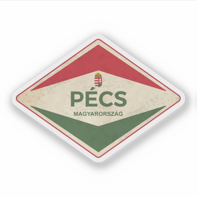 Pecs Hungary Vintage Sticker (Front)