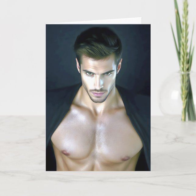 Pectoral Perfection Hot Guy Greetings Card (Front)