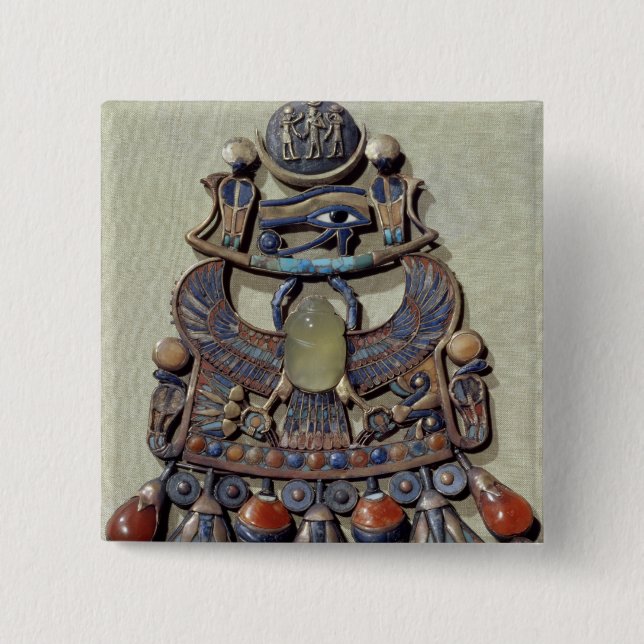 Pectoral with bird-scarab pinback button (Front)