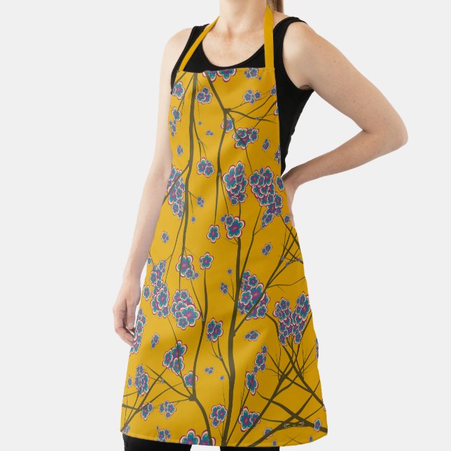 Peculiar Branches Mustard Large Apron (Insitu)