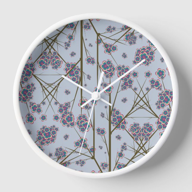 Peculiar Branches Sky Wood Framed Clock (Front)