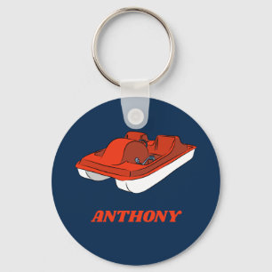 Pedal Boat Red, White Blue Personalized Keychain