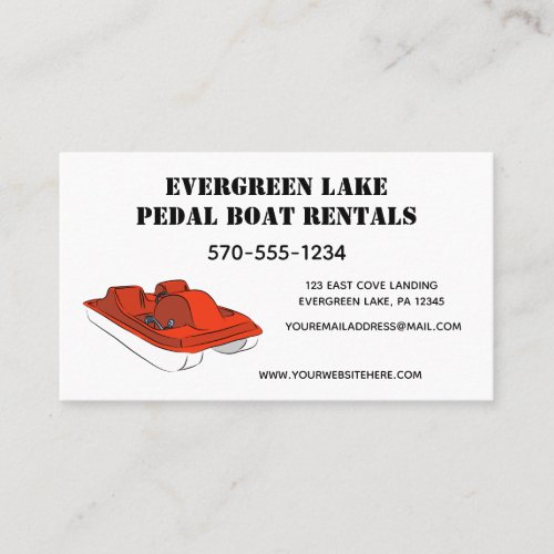 Pedal Boat Rentals Red and White Business Card