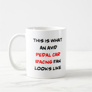 pedal car racing fan, avid coffee mug