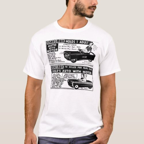 Pedal Cars for Mom and Kids Vintage Ad T_shirt