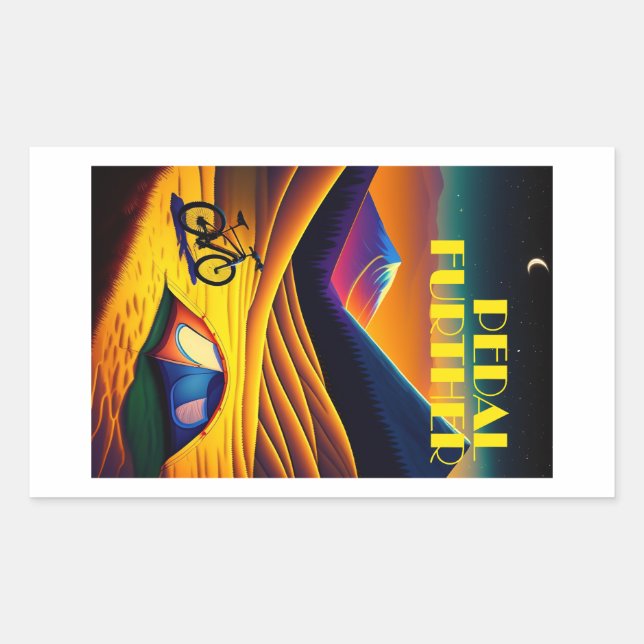 Pedal Further Bikepacking Mountains Rectangular Sticker (Front)