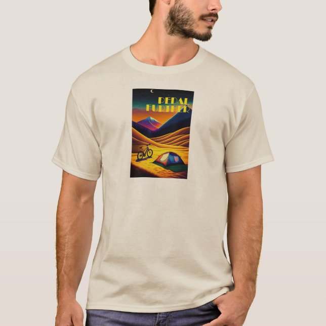 Pedal Further Bikepacking Mountains T-Shirt (Front)