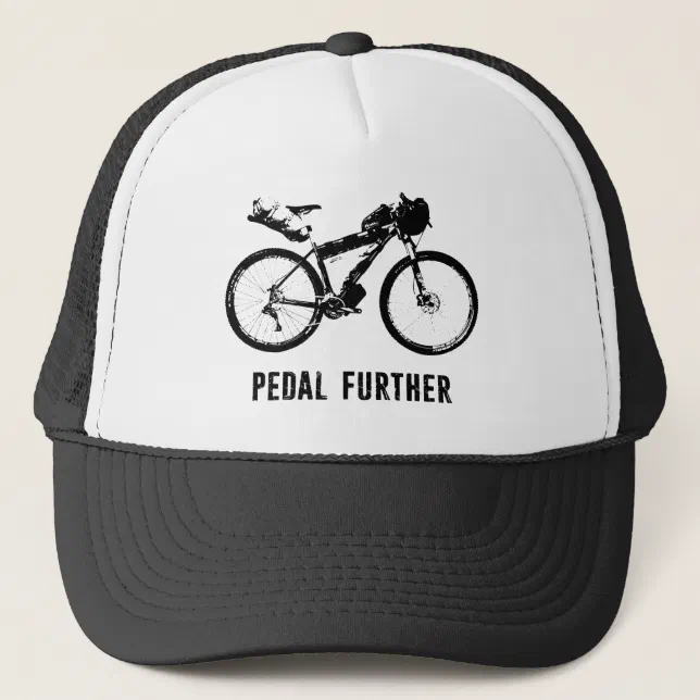 Pedal Further Bikepacking Trucker Hat | Zazzle