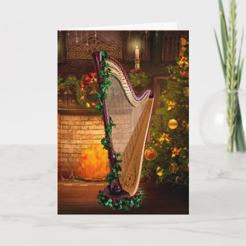 Pedal Harp Christmas Card